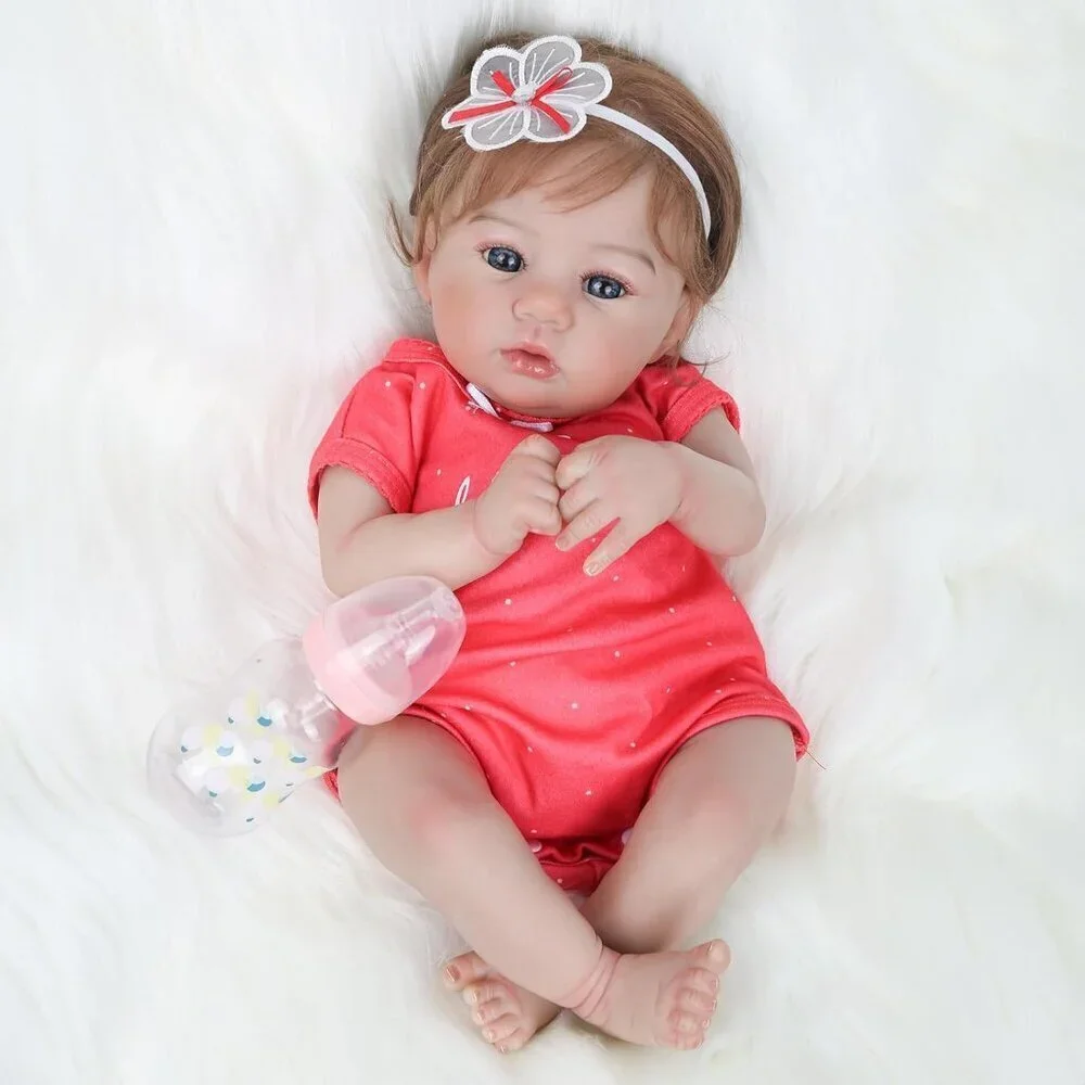 🆕18inch Soft Cloth Body Newborn Baby Poseable Limbs Bright Red with Clothes
